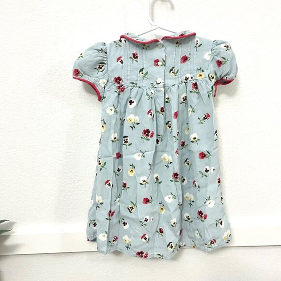 GAP X DOEN Floral Dress Girls Blue Red Short Sleeve Peter Pan Collar Size 3 - Picture 6 of 6